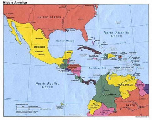 Carte Mexique-Centramérique-Caraïbes