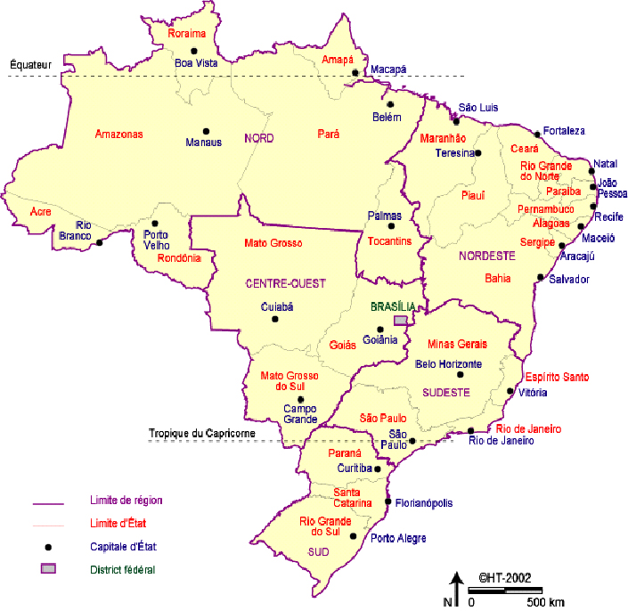 Carte Etats du Brésil