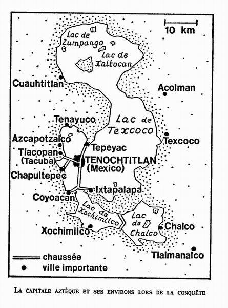 Carte-Tenochtitlan et ses environs